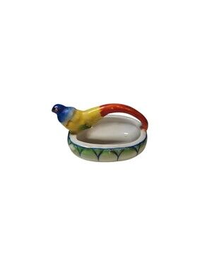 Vintage Occupied Japan Salt Dip Trinket Dish Parrot Handle  Hand Painted *READ*